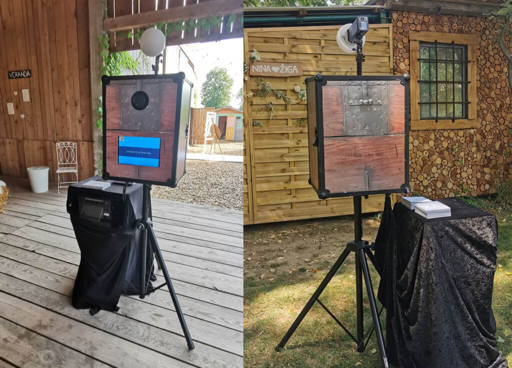 Profesionalna foto stojnica Fotostar z rekviziti na zabavi – najem za vse priložnosti